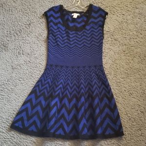 Black and blue chevron sweater dress